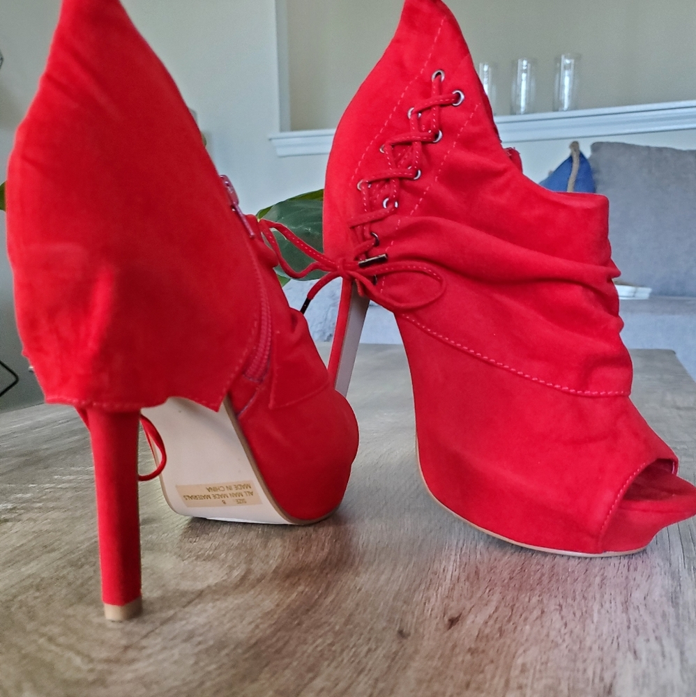 Red platform heels